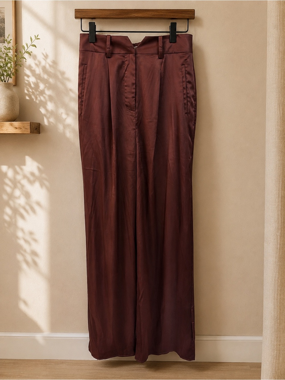 L'Academie Satin Wide-Leg Pants